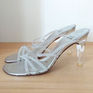 Stuart weitzman glitter clear heel sandals